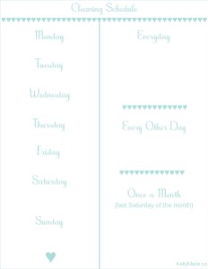 Cleaning Schedule Print Out Blank